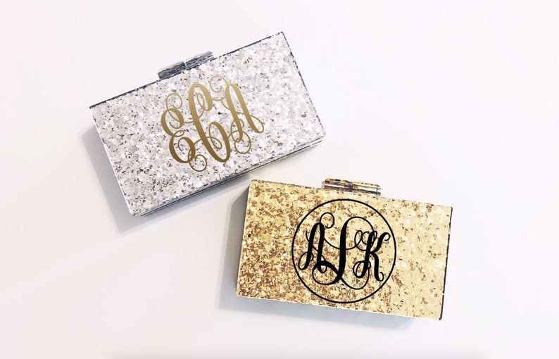 Monogram Clutch Custom Acrylic Clutch Personalized Clutch Etsy