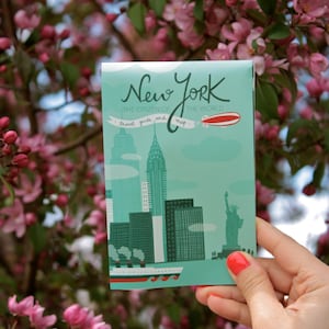 New York Sehenswürdigkeiten Reisekarte - Dekorativ und vintage aussehend, Nachhaltig