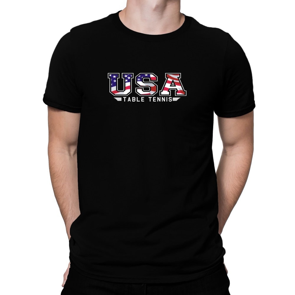 Teeburon USA Table Tennis Flag Clip Army T-Shirt