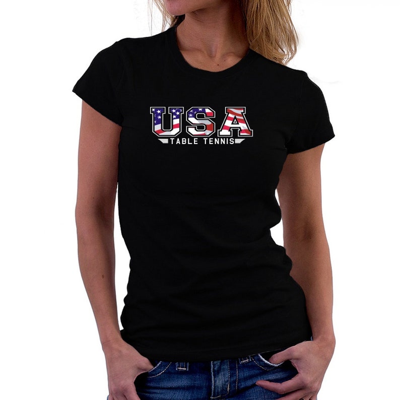 Teeburon USA Table Tennis Flag Clip Army T-Shirt