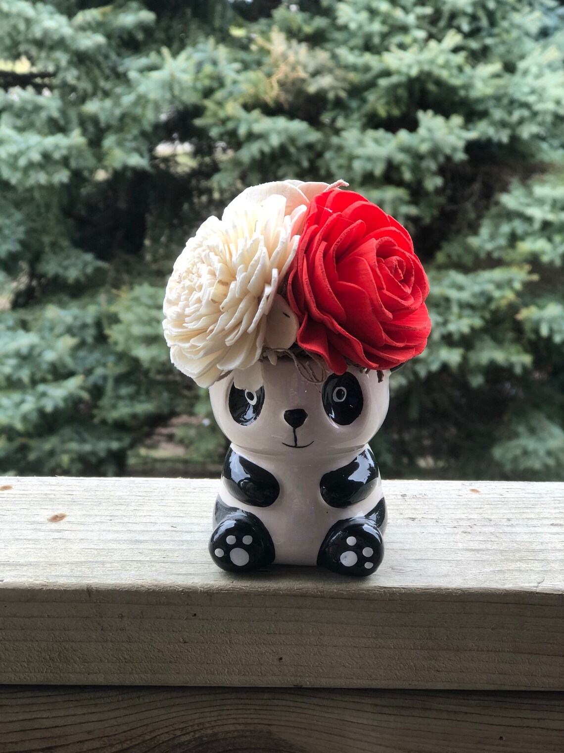 Mini Panda Wood Flower Arrangement Etsy