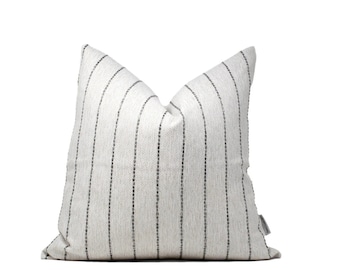 Lily | White and Charcoal Stripe Pillow Cover, Neutral Stripe Pillow, Cream Stripe Pillow, Modern Farmhouse