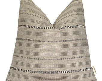 Funda de almohada de rayas topo y negras: almohada lumbar moderna de estilo rústico