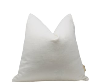 Jex | Solid Winter White Linen Pillow Cover, Off White Pillow, Contemporary White Pillow, Neutral Pillow