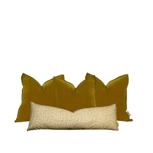 Ashland Abstract Block Print Lumbar Pillow Cover: Yellow Cream Cotton Linen