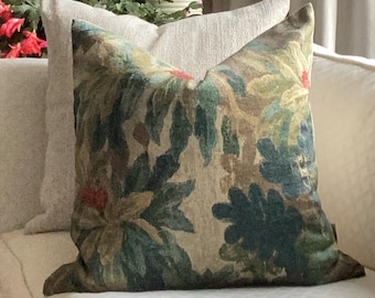 Moody Green Velvet Pillow Cover, Forest Tapestry, Made in Canada