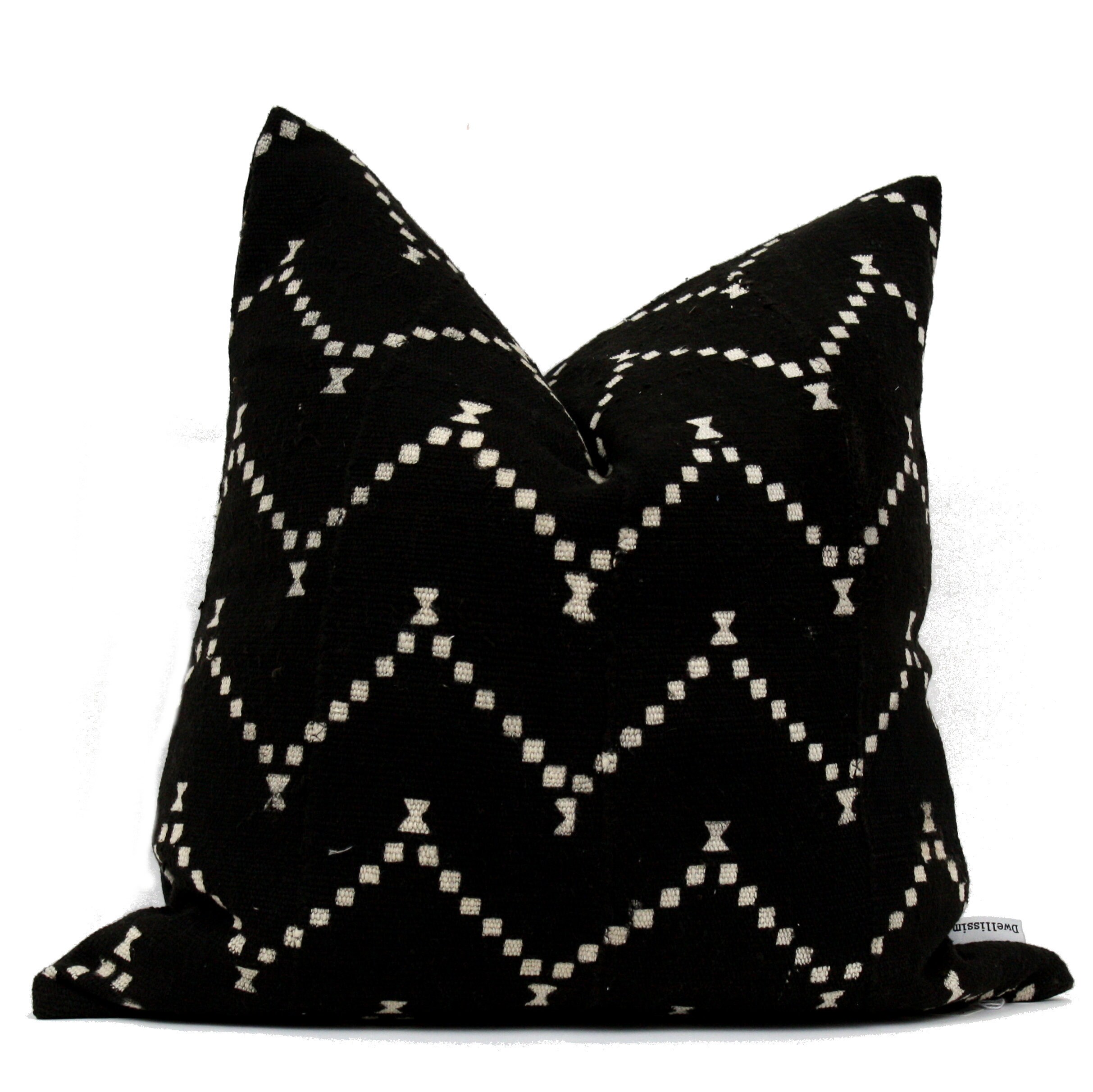 LINED Mud Cloth Pillow Cover Handwoven Black with Off White Etsy