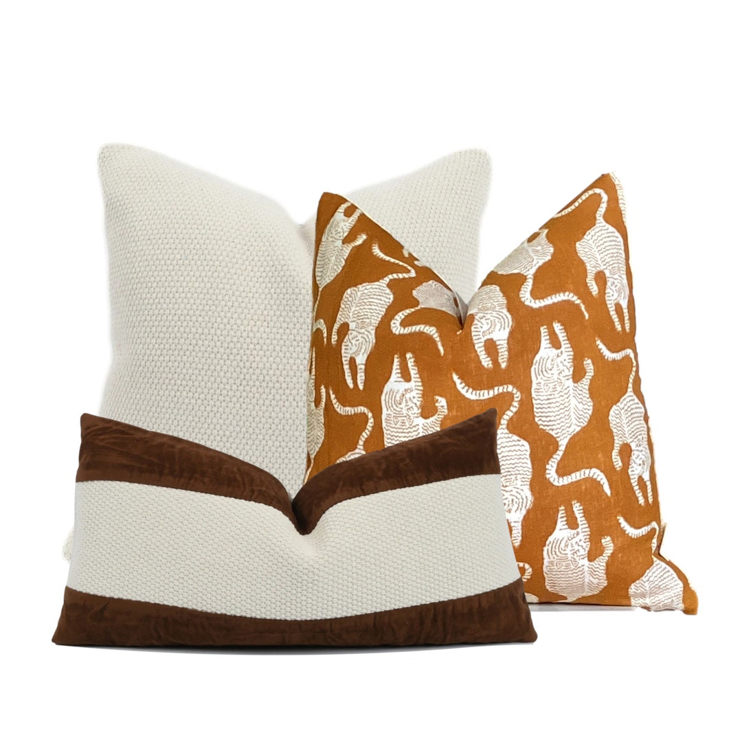 Ochre Bengal Tiger Throw Pillow Combination Etsy