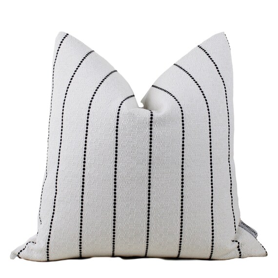 Off White and Black Stripe Pillow Cover Etsy Canada