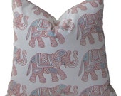 Robert Allen "Circus Fun" Red Earth,  20" elephant pattern pillow cover