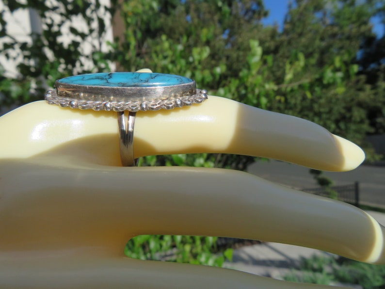 Mexico Vintage Genuine Turquoise Gemstone /& Solid Sterling Silver Mexico Ring Size 6 Hallmarked 925 Weight 3.7
