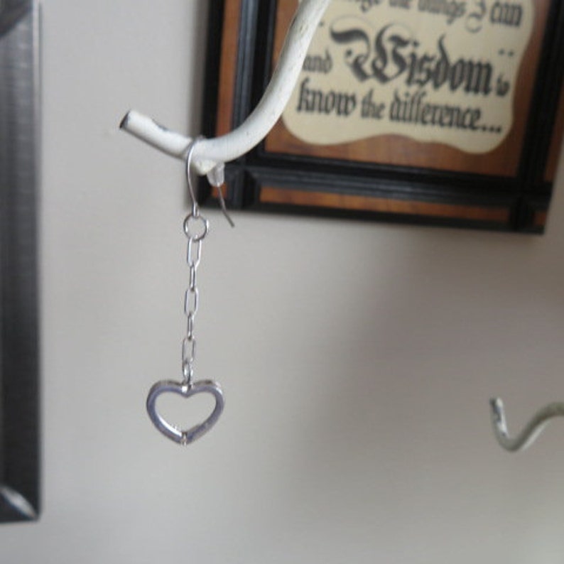 Handcrafted 925 Sterling Silver Heart Dangle Earrings, Pierced, Wt. 3.3 Grams image 10