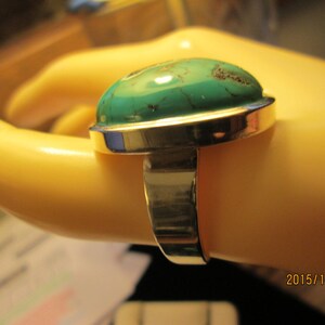Handcrafted 28.00ctw Genuine Turquoise 925 Sterling Silver Ring Size 8, Weight 13g image 4