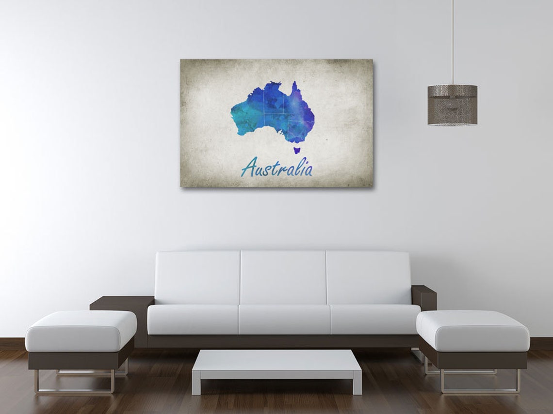 Australie Decor carte Vintage Prints mur plan aquarellé | Etsy