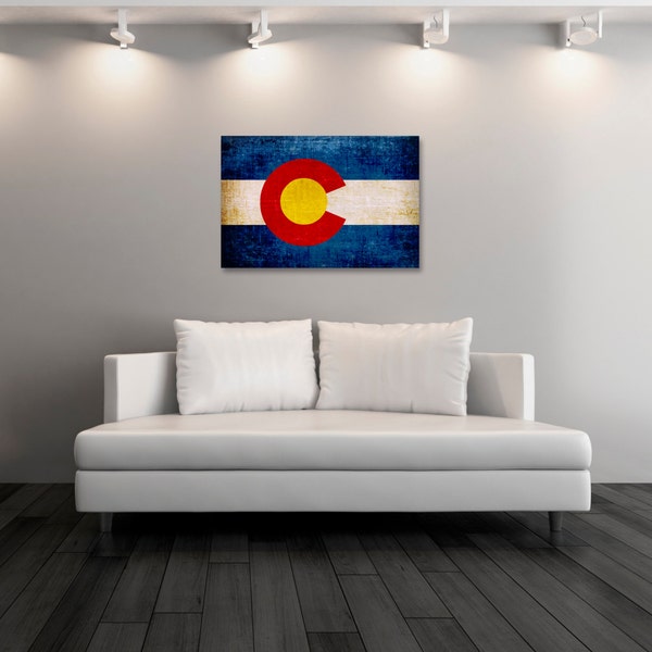 Vintage Colorado Fine Art, Colorado Flag Photo Print, Vintage Custom Art Canvas Prints, Gift Ideas, Wall Decor, State Flags [PP008-C]