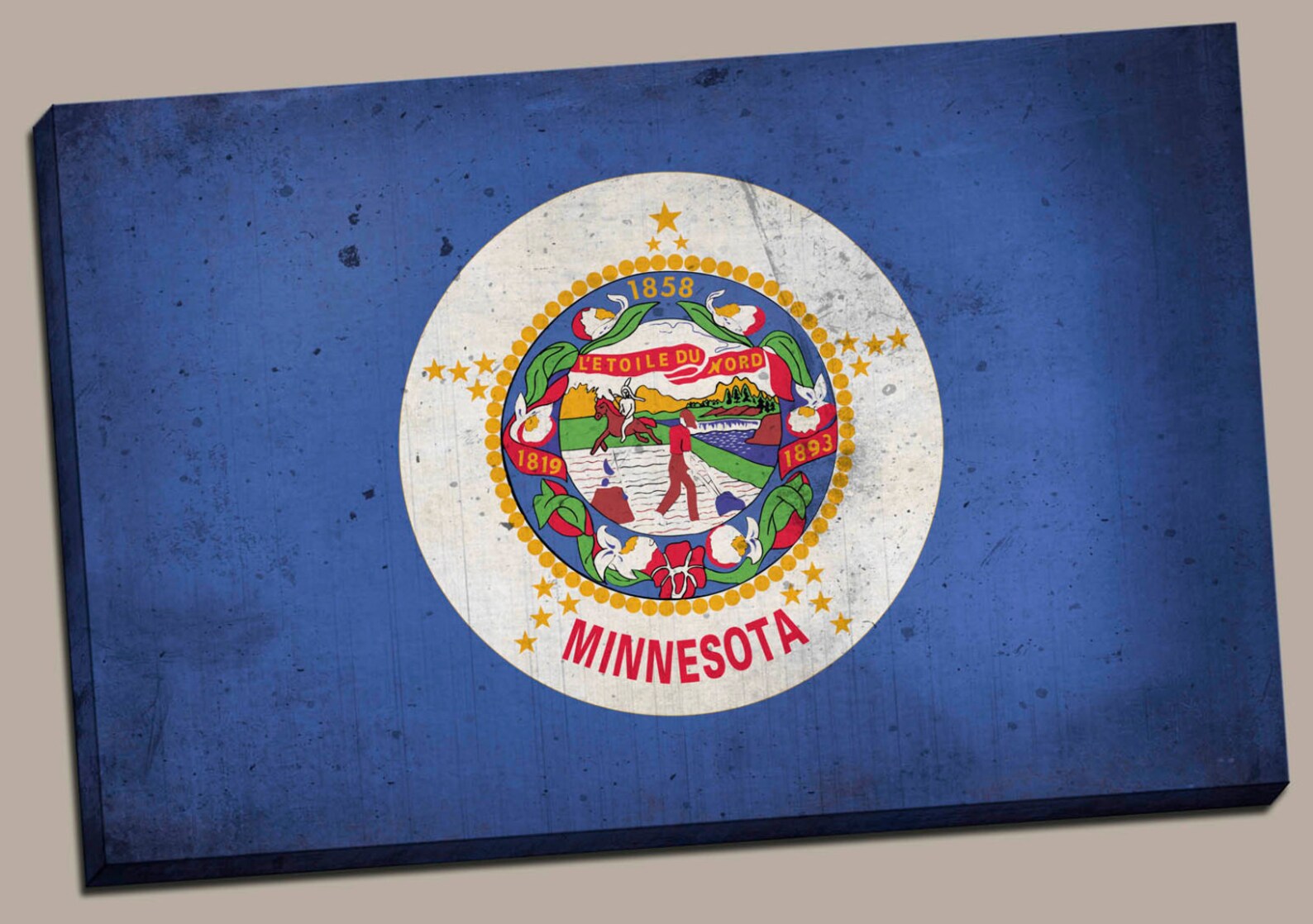 Vintage Minnesota Canvas Print Minnesota Flag Minnesota Etsy