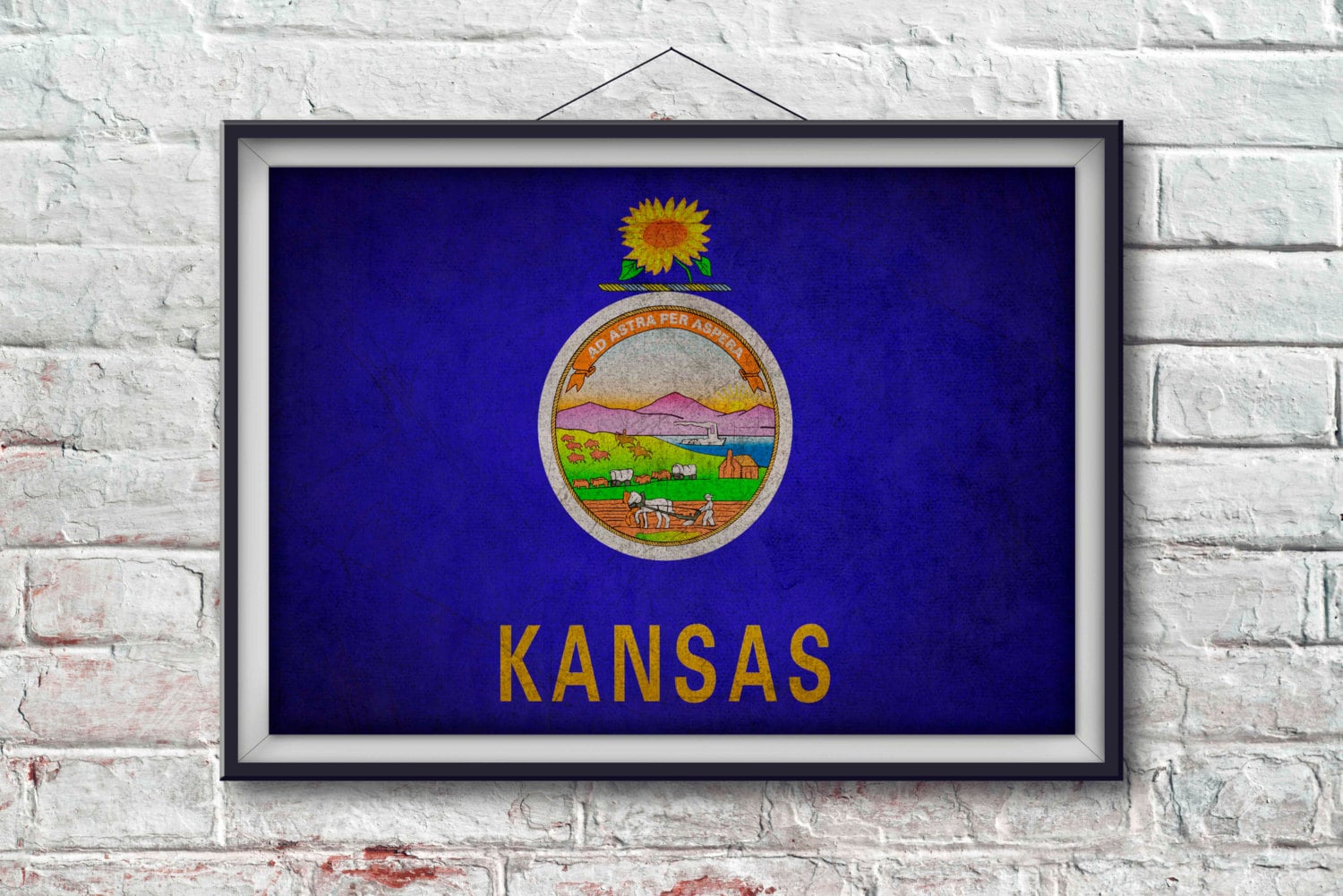 Kansas Flag Print Kansas Poster Kansas Flag Art Kansas Art Etsy