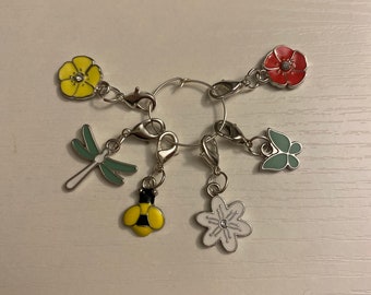 Flower Progress Keepers, Spring Stitch Markers, Stitch Markers, Knitting Stitch Markers, Spring Progress Keepers, , Zipper Pulls, Charms