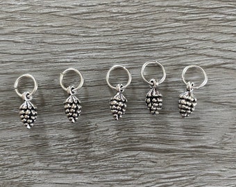 Pine Cone Stitch Markers, Stitch Markers, Knitting Stitch Markers, Christmas Stitch Markers