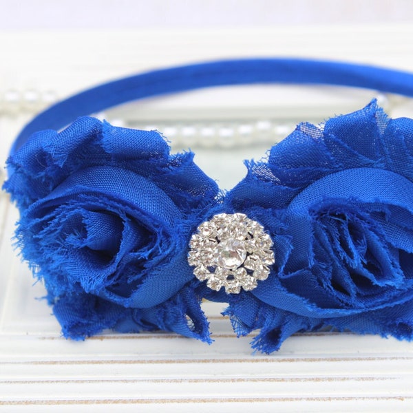 Royal blue headband, plastic headband, royal blue flower girls headband, toddler headband, royal blue hard headband royal hair accessories