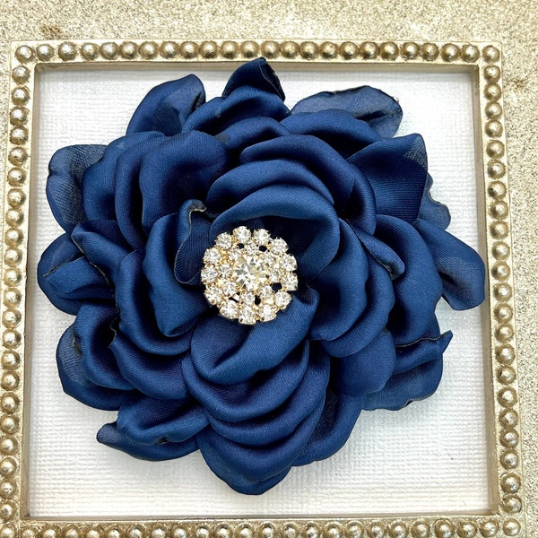 Women's hair clip, flower hair clip, navy blue hair piece, Holiday hair clip, navy blue hair clip, girls hair clips, hair accessories