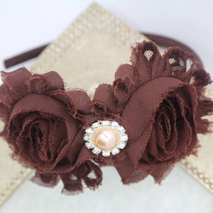 Brown headband, girls headband, girls brown headband, fall headbands, brown hard headband, girls satin headband, shabby chic headband