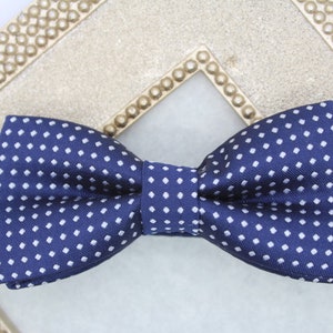 Navy Blue bow ties, navy blue toddler bowtie, navy blue youth bow tie, ring bearer outfit, boys photo prop bow tie, polka dot bowties