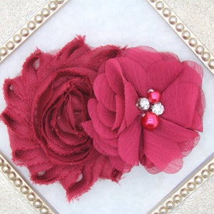 Wine hair clips, wine hairbows, dark red hair clips, toddler hair flower, baby girl hairbows, red girls hair clips, burgundy hair clips