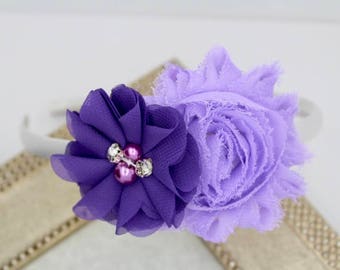 Purple headbands, lavender and purple headbands, purple flower girl headbands, purple birthday headband, purple hair accessory girls