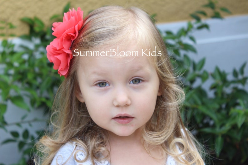 Coral Hair Piece Coral Flower Girls Hair Clip Coral Boutique Bows Coral Hair Bows Coral Hair Clips Coral Flower Accessory Girls