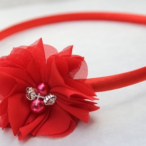 Red flower headband, Christmas headbands, red hard headband, flower girl headband, girls headband, red hair accessory, kids headbands