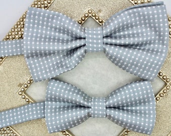 Gray bow tie, matching dad son bow tie, boys bow tie gray, polka dot bow tie, kids bow tie, ring bearer outfit, ring bearer bow tie