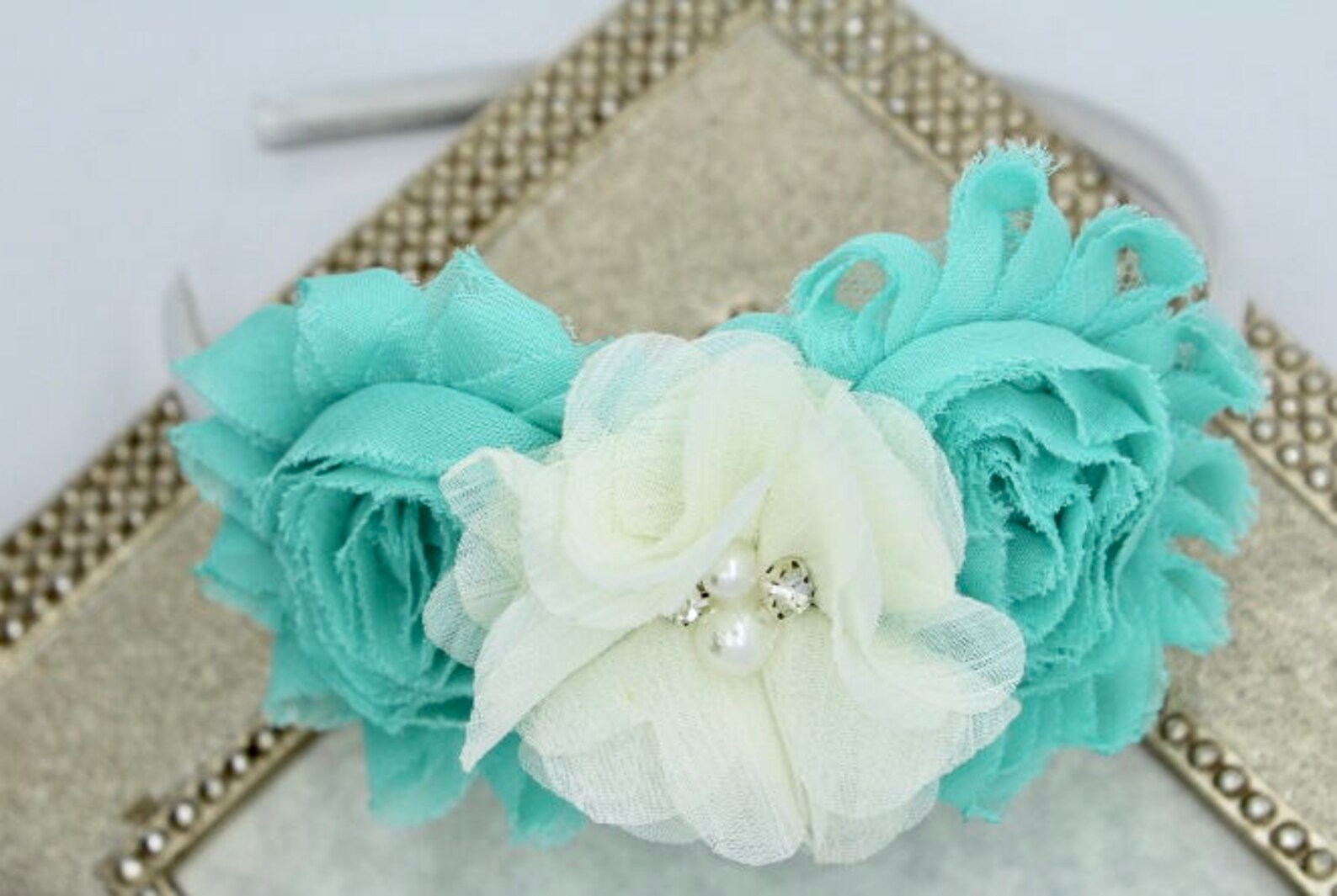 Mint Headbands Mint Flower Girl Headbands Mint and Ivory Etsy