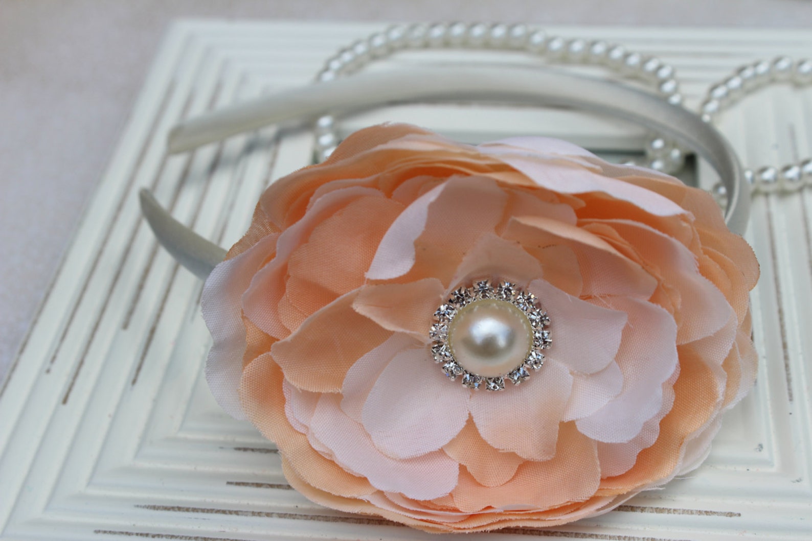 Peach headbands peach toddler headbands girls flower Etsy