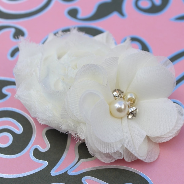 Ivory hair clips, ivory hair bows, cream hair accessory, ivory flower girls hair accessories, girls hair clip adult hair clip