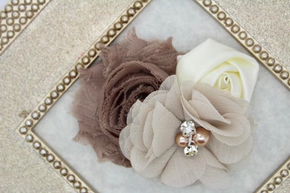 SATIN ROSE HAIR CLAW TAUPE SATIN ROSE HAIR CLAW TAUPE