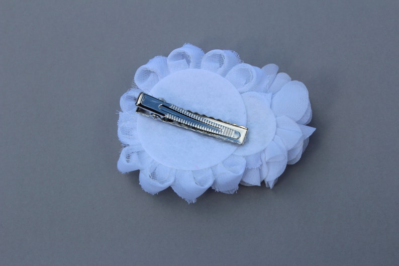 White hair clip white hair accessory white flower girls hair Etsy