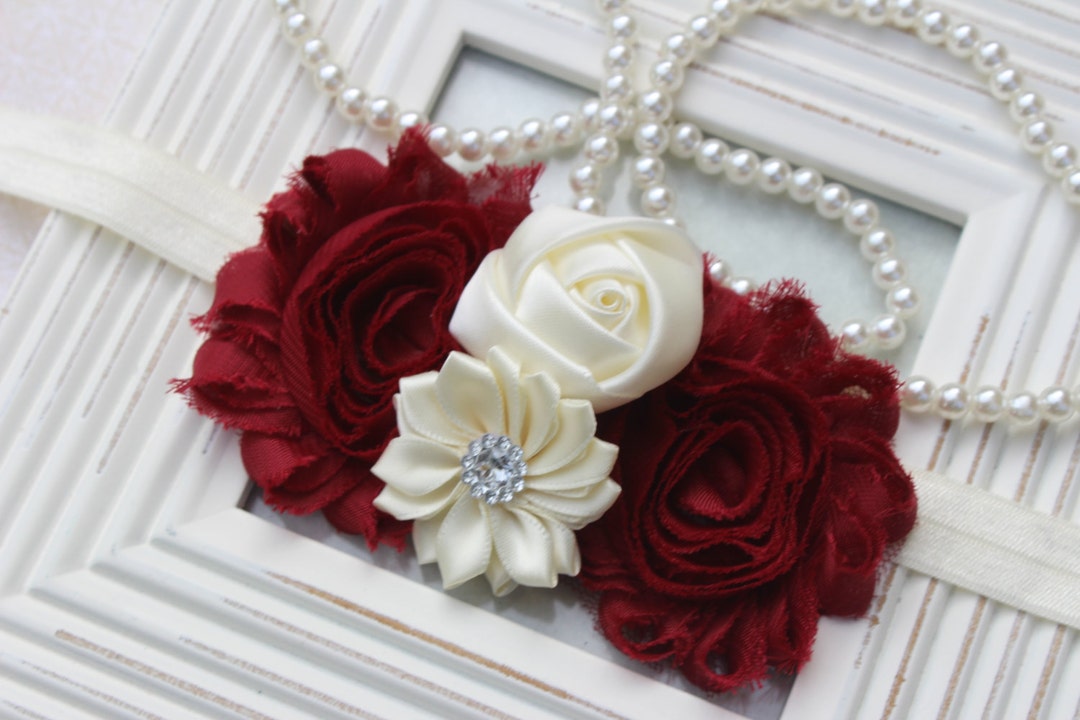 Wine Headbands Dark Red Baby Girls Headband Wine Flower Girl Etsy