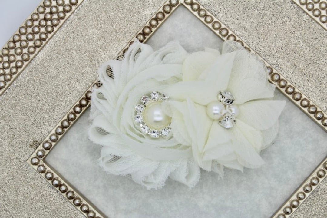 Toddler Ivory Hair Clip, Baby Girl Hair Bow, Ivory Flower Girl Hair