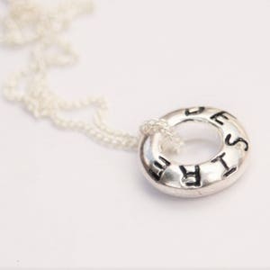 Silver Charm Pendant / Desire Engraved Logo Pendant / Ladies Charm Pendant / Made in England