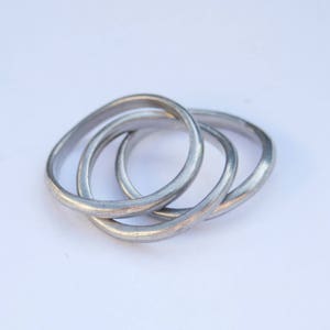 Ladies Silver Tone Puzzle Rings // 3 Stackable Rings // Ring Set // UK Size P 1/2// Made in England