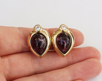 Vintage Clear Crystal Earrings Gold Plated w Clear Crystals Ladies Vintage Costume Jewellery Women/'s Clip On Earrings