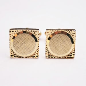 Vintage Diamond Cut Gold Plated Square Cufflinks, Made in West Germany