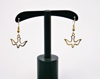 Gold Swift Bird Earrings: 1970s Style, Nickel-Free