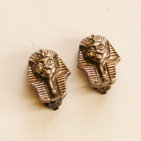 Egyptian Tutankhamun Clip On Earrings // 70's Clip Ons // Vintage Retro Jewellery // Made in England // Egyptian Revival