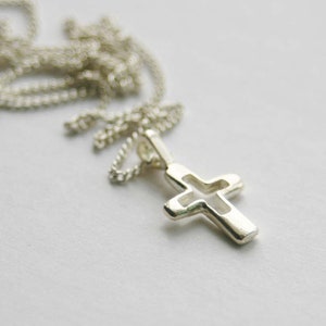 Small Silver Cross Pendant // Dainty Silver Plated Necklace // Made in England // Easter Gift Idea