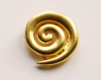 Gold Swirl Scarf Clip - Gold Plated 1990&#39;s Vintage Ladies Scarf Dress Clip