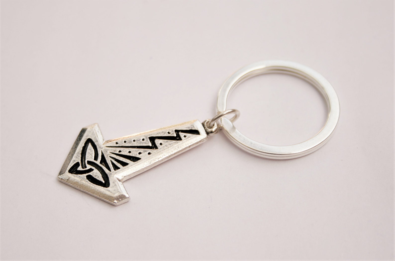 Artist Signed Celtic Knot & Lightning Bolt Keyring Silver Etsy UK