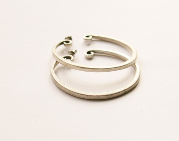 Big Matte Silver Hoop Earrings - Large Silver Plated Hoops