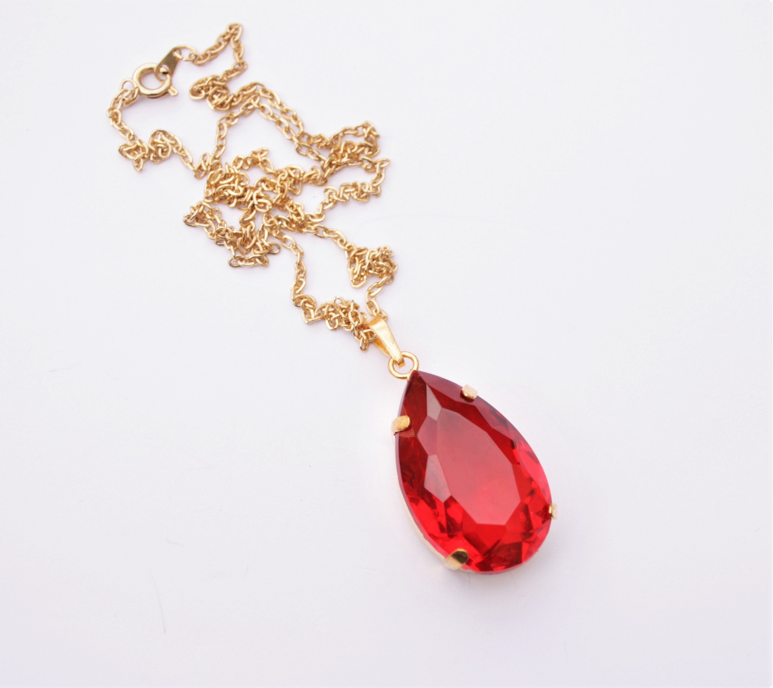 Red Gem Necklace Etsy Singapore